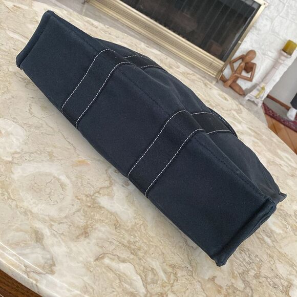 Authentic HERMES Deauville MM Hand Tote Bag Canvas Black - Picture 6 of 15